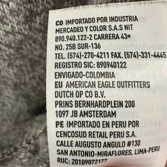 American Eagle gray, & blue rugby sweater skater boy streetwear electric grandpa - Picture 6 of 10